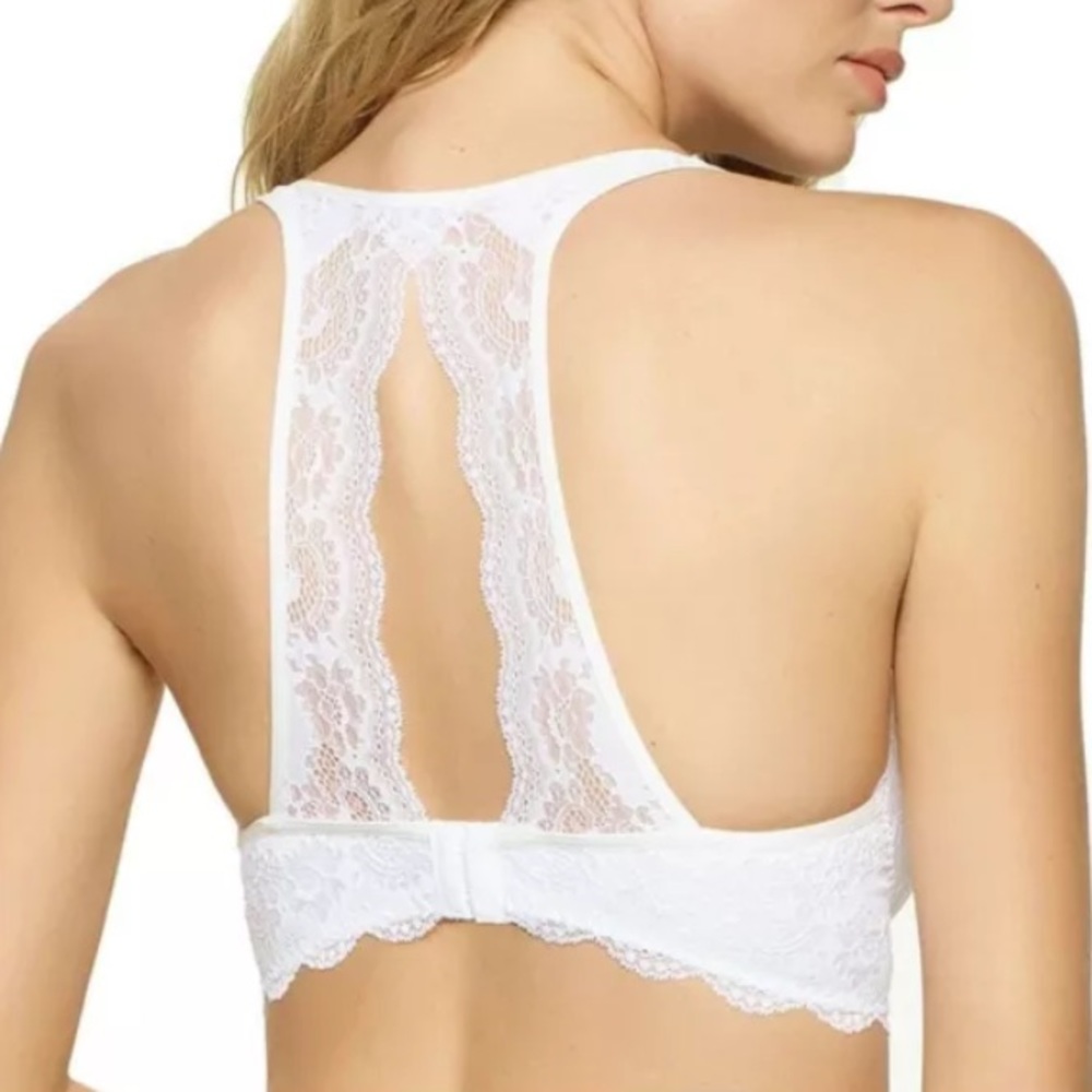 🆕🥂FELINA LINGERIE Lace T-Back Bralette White L